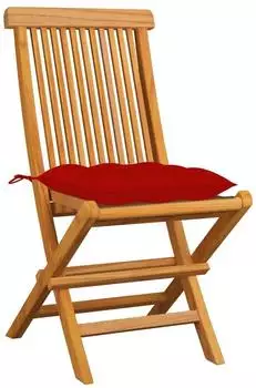 vidaXL Gartenst&uuml;hle Massivholz Teak rote Kissen 4er-Set (3062589)