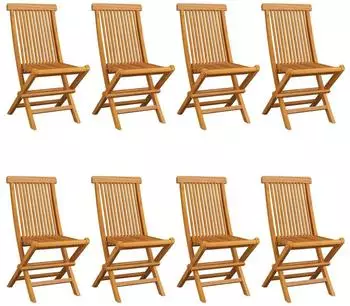 vidaXL Gartenst&uuml;hle Teak Massivholz, rote Kissen, 8er-Set (3072938)