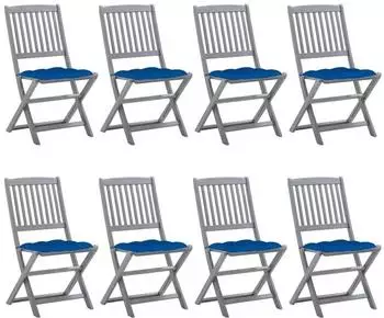 vidaXL Klappbare Gartenst&uuml;hle 8 Stk. mit Kissen Massivholz Akazie (3078315)