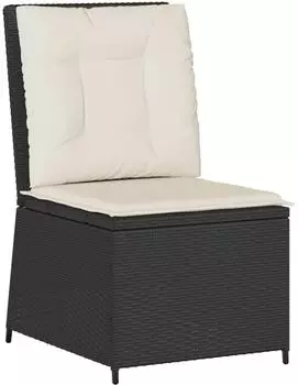 vidaXL Gartensessel mit Liegefunktion und Kissen, Poly Rattan, schwarz (368973)