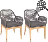 Mendler 2er-Set Gartenstuhl HWC-H56b, Sessel Outdoor, wetterfest Seilgeflecht...