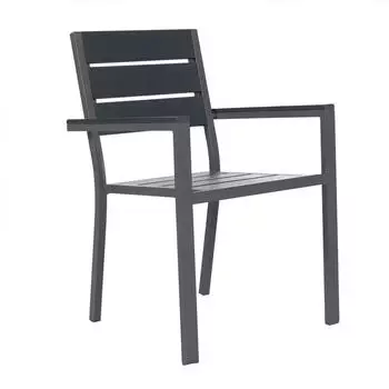 Home Deluxe Madera stapelbarer Gartenstuhl Metall anthrazit/hellgrau