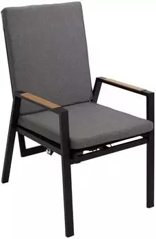 DEGAMO BILBAO Gartensessel Hochlehner Alu anthrazit, Armlehnen Holzoptik, verstellbar (36525)