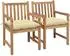 vidaXL Gartenstühle 2er-Set Teak Massivholz cremeweiße Kissen (3062747)