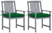 vidaXL Gartenst&uuml;hle mit Kissen 2 Stk. Grau Massivholz Akazie