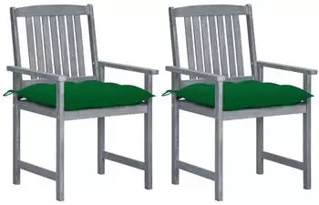 vidaXL Gartenst&uuml;hle mit Kissen 2er-Set, grau, Akazien-Massivholz (3061261)