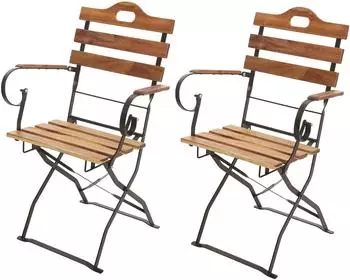 Mendler HWC-J40 Biergartenstuhl Klappstuhl Akazie naturfarben, 2er-Set (77439)