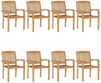 vidaXL Stapelbare Gartenst&uuml;hle mit Kissen 8 Stk. Massivholz Teak (3073284)