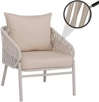 MCW P90 Gartenstuhl Aluminium Seilgeflecht, creme (100723)