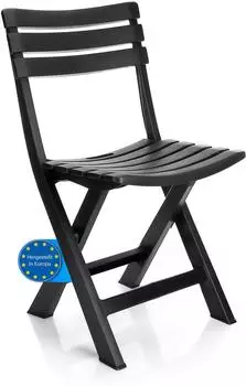 BigDean Gartenstuhl Klappstuhl Kunststoff Anthrazit (1000208)