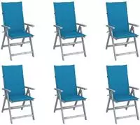 vidaXL Hochlehner Verstellbar 6 Stk. mit Auflagen Massivholz Akazie