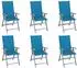 vidaXL Hochlehner verstellbar 6er-Set mit Auflagen Akazienholz Blau (3065321)