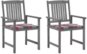 vidaXL Gartenst&uuml;hle mit Kissen 2er-Set, Akazienholz, Grau