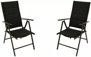 DEGAMO Almeria Klappsessel Aluminium anthrazit, Kunstgewebe schwarz, 2er-Set (46423)