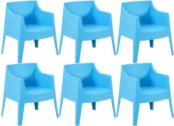 CLP Bartal Gartenstuhl 6er-Set, stapelbar, Kunststoff, blau (327755)