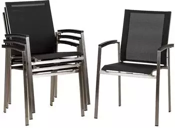 Acamp Auris Stapelsessel 4er-Set, Edelstahl, Acatex, schwarz (4013556406611)