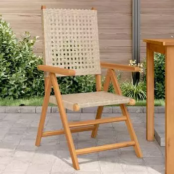 vidaXL Gartenst&uuml;hle 2 Stk. Akazienholz & Poly Rattan, Beige (367653)
