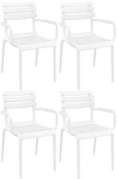 CLP Paris Gartenstühle 4er-Set, Kunststoff stapelbar, weiß (328006)