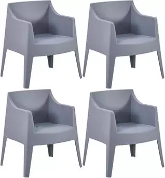 CLP Bartal Gartenstuhl 4er-Set, Kunststoff, stapelbar, grau (327744)