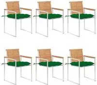 vidaXL Gartenst&uuml;hle 6 Stk. mit Kissen Massivholz Teak