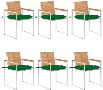 vidaXL Gartenst&uuml;hle 6 Stk. mit Kissen Teak Massivholz (3078601)