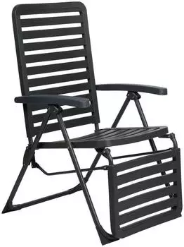Lifetime Verstellbarer Gartenstuhl Klappbar Kunststoff Schwarz (104x62x151cm)