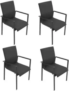 DEGAMO Almada Gartenstapelsessel Aluminium Kunstgewebe grau, 4er-Set (55400)