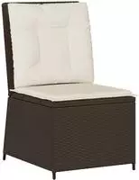 vidaXL Gartensessel mit Liegefunktion und Kissen Braun Poly Rattan