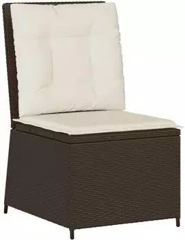 vidaXL Gartensessel mit Liegefunktion und Kissen, Poly Rattan, Braun (368974)
