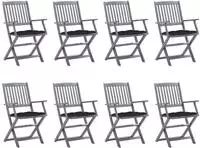 vidaXL Klappbare Gartenst&uuml;hle 8 Stk. mit Kissen Massivholz Akazie