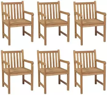 vidaXL Gartenst&uuml;hle 6er-Set Teak massiv hellblaue Kissen (3073050)