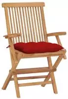 vidaXL Gartenst&uuml;hle mit Roten Kissen 4 Stk. Massivholz Teak