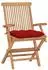 vidaXL Gartenstühle Massivholz Teak rote Kissen 4er-Set (3065638)