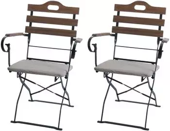 MCW J40 Biergartenstuhl Klappstuhl Akazie hellbraun, Polster beige, 2er-Set (100806)