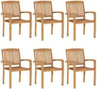 vidaXL Stapelbare Gartenst&uuml;hle mit Kissen 6 Stk. Massivholz Teak