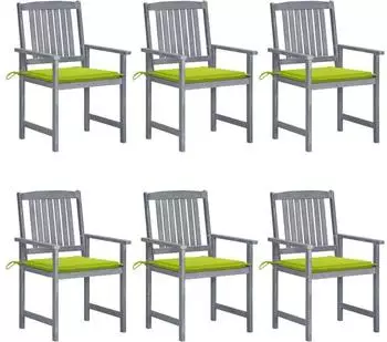 vidaXL Gartenst&uuml;hle mit Kissen 6er-Set Akazienholz Grau (3078218)