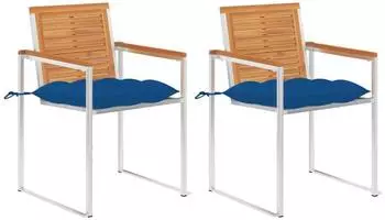 vidaXL Gartenst&uuml;hle mit Kissen 2er-Set Akazienholz & Stahl (3061513)
