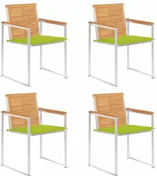 vidaXL Gartenst&uuml;hle 4 Stk. mit Kissen Teak Massivholz (3078565)
