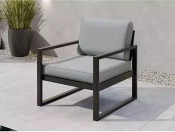 Beautysofa Stella Loungesessel wasserabweisend, Metallgestell, hellgrau