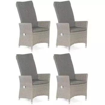 SonnenPartner Solares Gartensessel 4er-Set Aluminium/Polyrattan Hochlehner stone-grey (80071475)