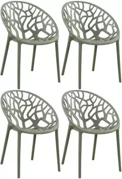 CLP Hope Gartenstuhl 4er Set stapelbar, Kunststoff, UV-best&auml;ndig, oliv (326414)