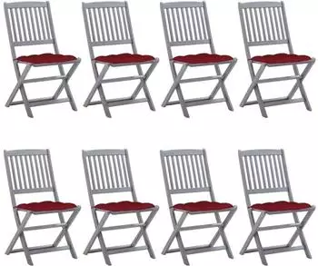 vidaXL Klappbare Gartenst&uuml;hle 8 Stk. mit Kissen, Akazienholz (3078314)