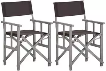 vidaXL Regiestuhl 2er-Set, Akazienholz, schwarz (45950)