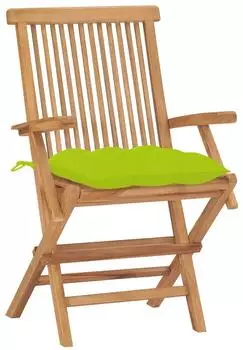 vidaXL Gartenst&uuml;hle Massivholz Teak hellgr&uuml;ne Kissen 2 Stk. (3062513)