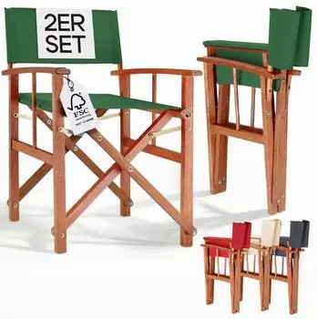 Casaria Regiestuhl 2er-Set Eukalyptusholz FSC&reg; klappbar gr&uuml;n, bis 160kg (110156)