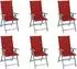 vidaXL Hochlehner verstellbar 6er-Set mit Auflagen Akazienholz Rot (3065323)