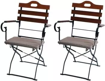 MCW J40 Biergartenstuhl 2er-Set Akazie braun, Polster hellbraun (100816)