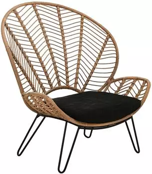 Dehner Venezia Gartensessel Geflecht Stahl/Kunststoff schwarz/beige (112x102x78cm)