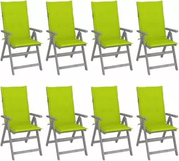 vidaXL Verstellbare Gartenst&uuml;hle mit Auflagen 8 Stk. Akazienholz Grau (3075152)