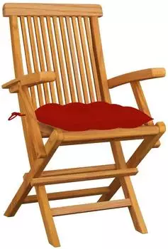 vidaXL Gartenst&uuml;hle 3er-Set Teak Massivholz rote Kissen (3062535)